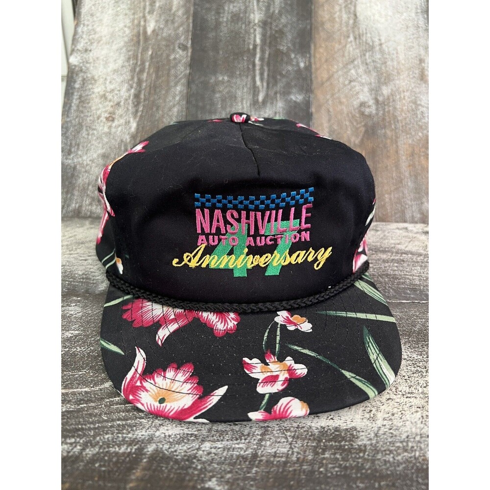 Nashville Tennessee Auto Auction 47 Anniversary Vintage SnapBack Rope Hat Neon